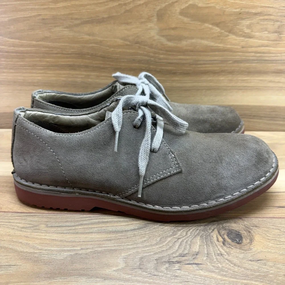 LL BEAN Buck Oxfords Mens 8.5 M Taupe Suede Low Top Desert Casual Shoes